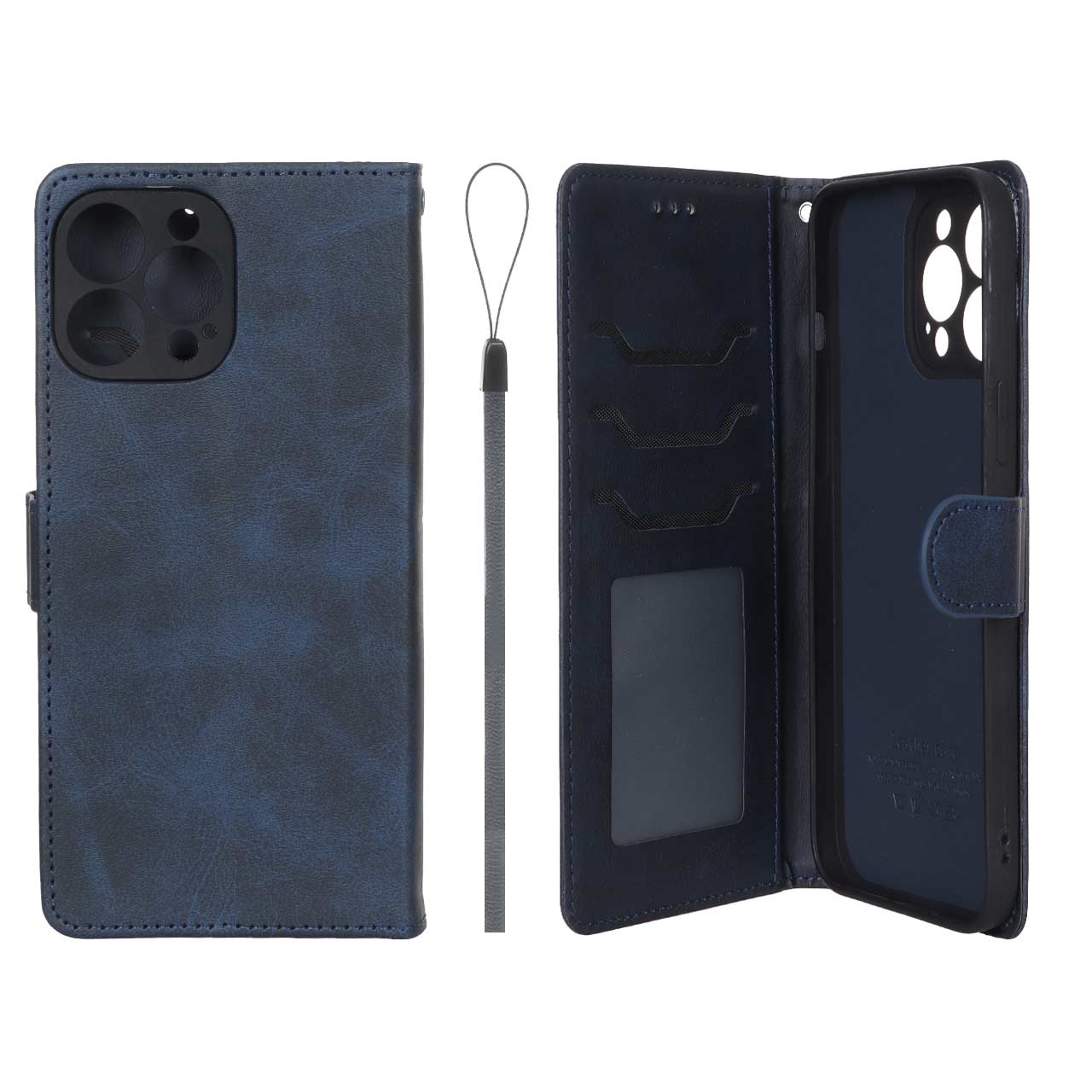 کیف موبایل مگنتی درجه یک داخل خز MNC Plus مدل Apple iPhone 13 Pro Max - سرمه ای
