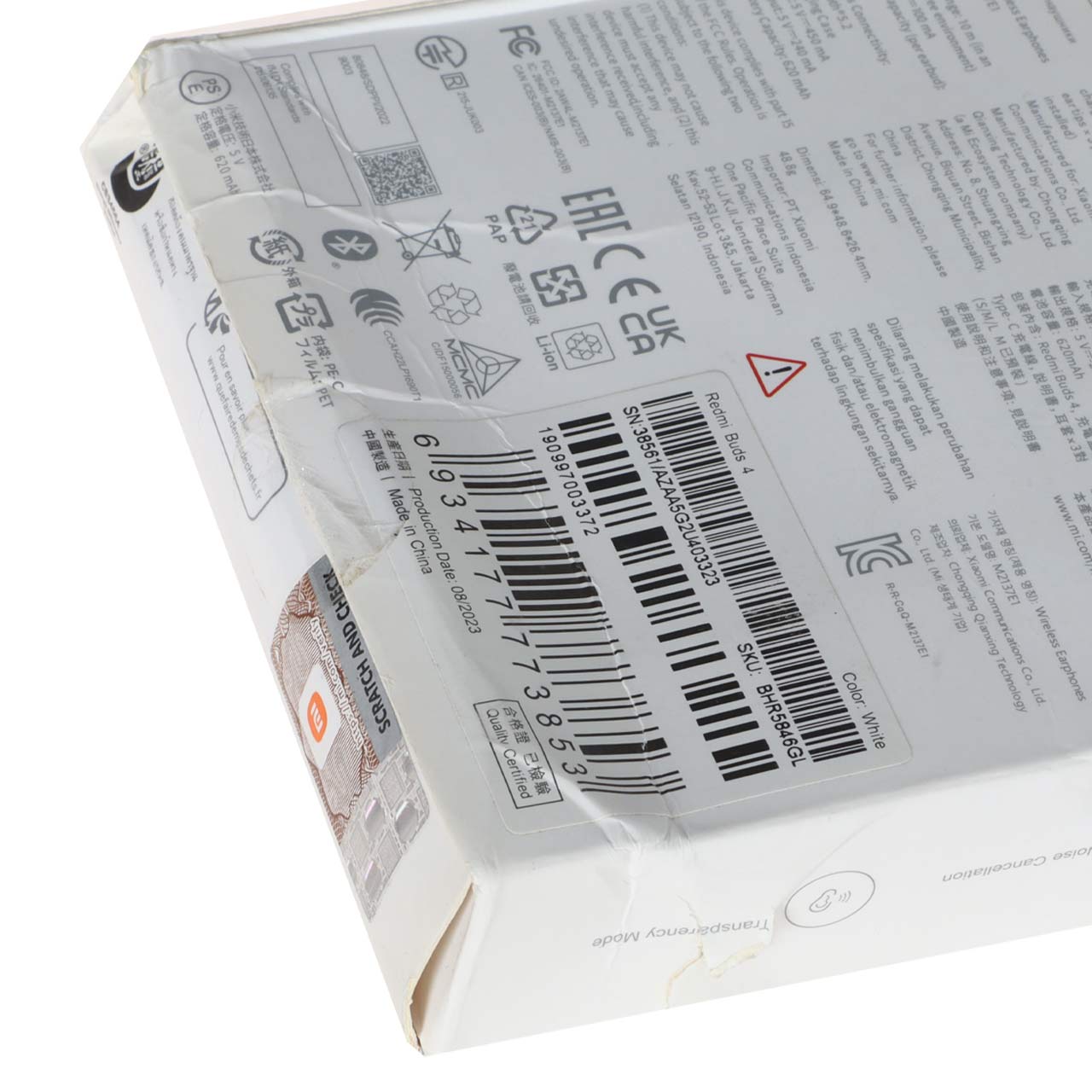 ایرفون بی سیم Xiaomi مدل Redmi Buds 4 - سفید (گارانتی شش ماهه ایویز)(پک ضعیف)