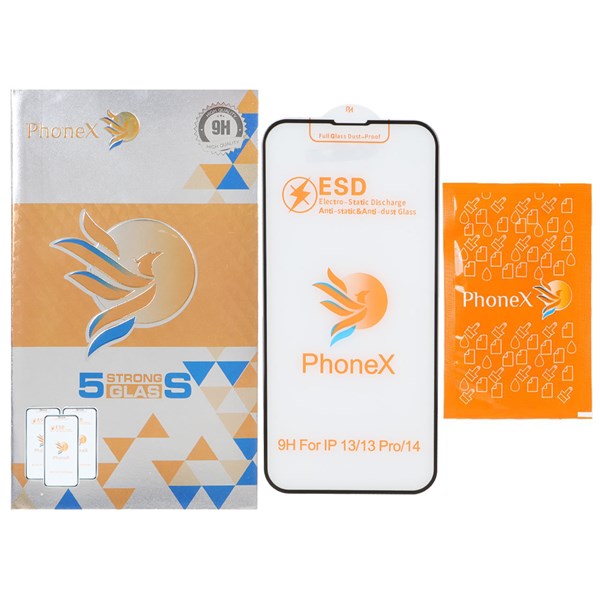محافظ صفحه نمایش شیشه ای ESD - Phonex مدل Apple iPhone 13 / iPhone 13 Pro / iPhone 14 / 16e (پک دار)