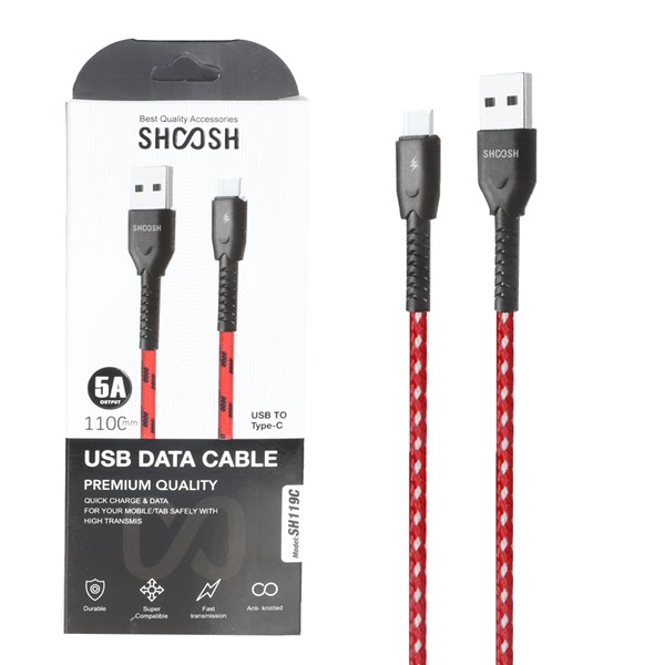 کابل شارژ کنفی 1.1 متری فست Shoosh Type-C مدل SH119C - قرمز سفید - SMO