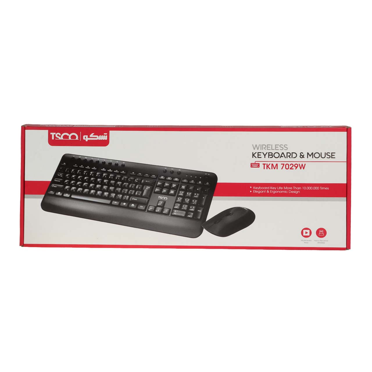 کیبورد و ماوس بی سیم TSCO مدل TKM 7029W - مشکی (تعمیری)