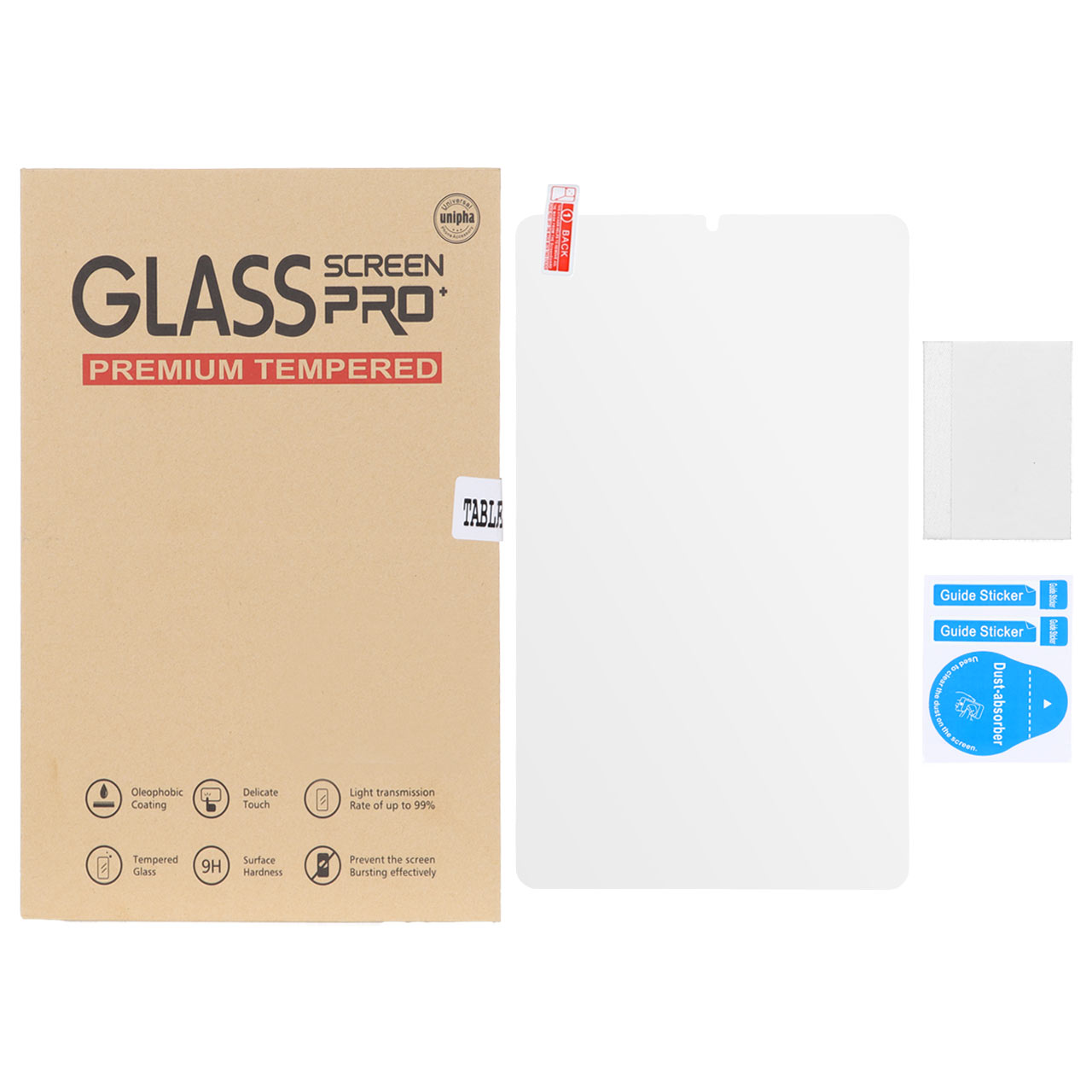 محافظ صفحه نمایش شیشه ای تبلت Unipha به همراه کاردک Samsung Galaxy Tab A9 / Tab A11 (پک دار)