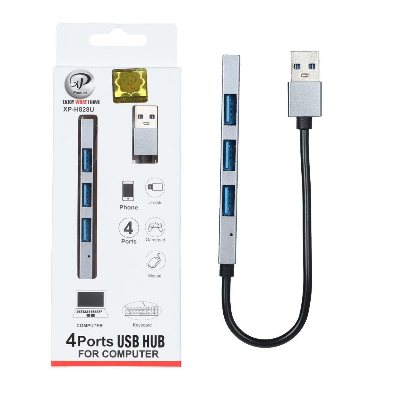 هاب 4 پورت XP Product USB2.0 مدل XP-H828U - نقره ای