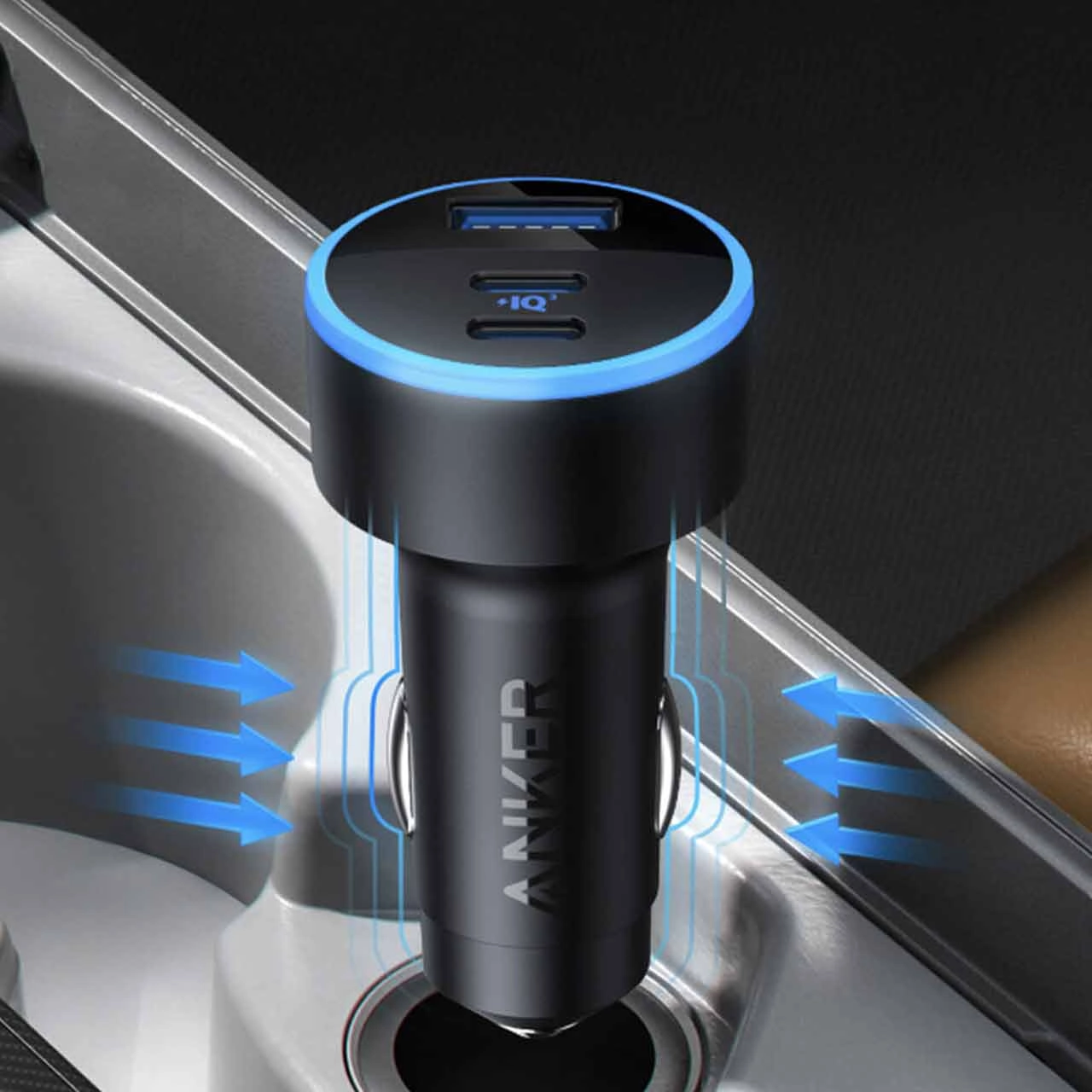 شارژر فندکی فست سه پورت ANKER مدل A2736H11 67W - مشکی (گارانتی شش ماهه ایویز)