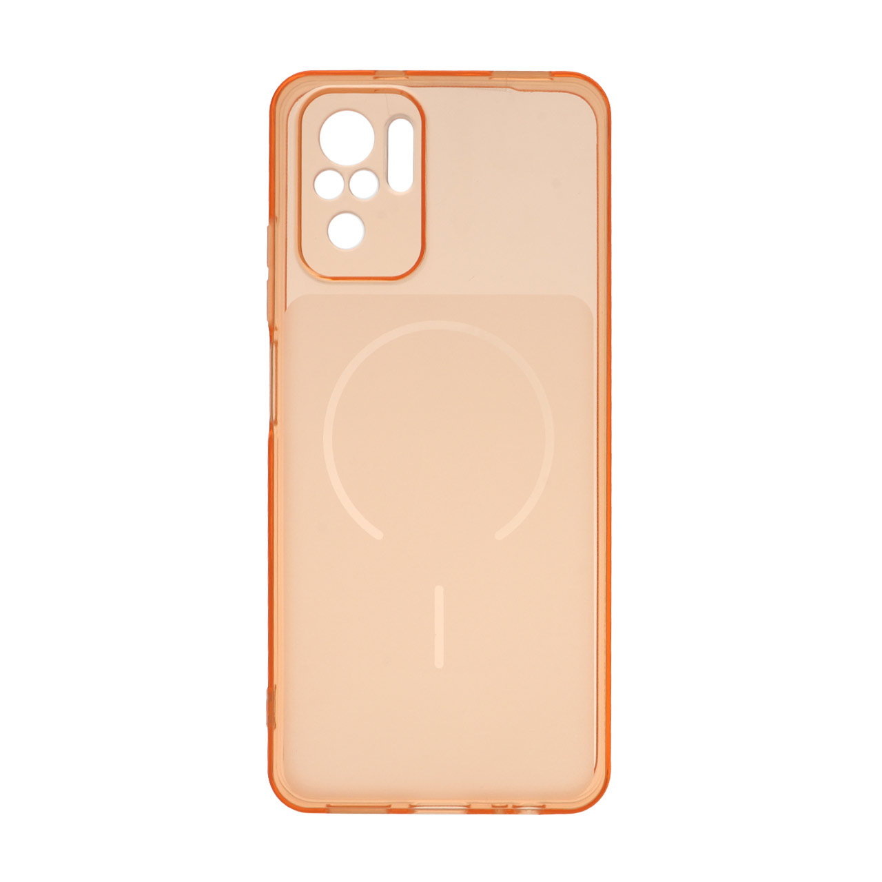 قاب ژله ای شفاف مستطیلی طرح مگ سیف محافظ لنزدار Xiaomi Redmi Note 10 4G / Redmi Note 10S / Poco M5S - نارنجی
