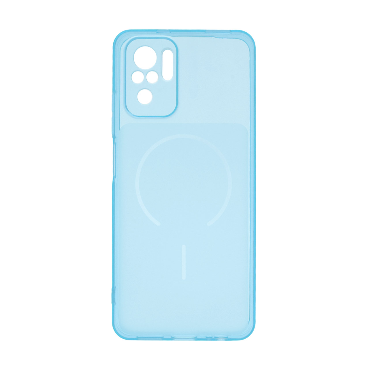 قاب ژله ای شفاف مستطیلی طرح مگ سیف محافظ لنزدار Xiaomi Redmi Note 10 4G / Redmi Note 10S / Poco M5S - آبی