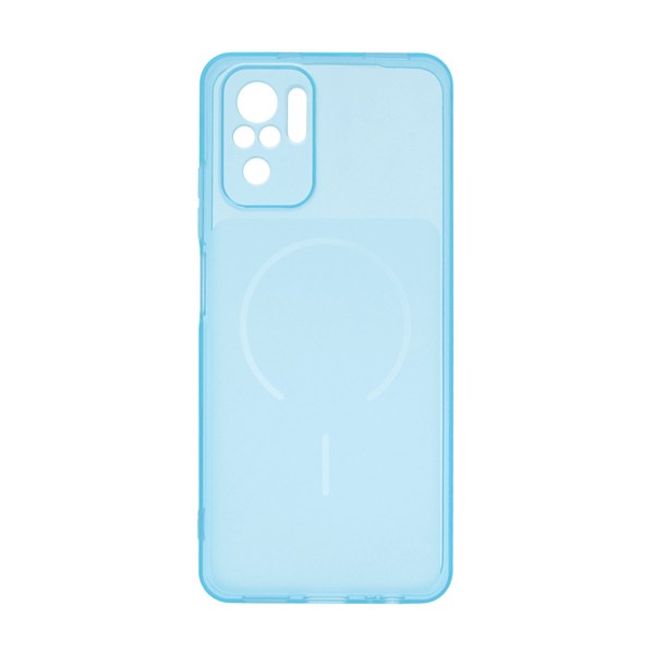 قاب ژله ای شفاف مستطیلی طرح مگ سیف محافظ لنزدار Xiaomi Redmi Note 10 4G / Redmi Note 10S / Poco M5S - آبی