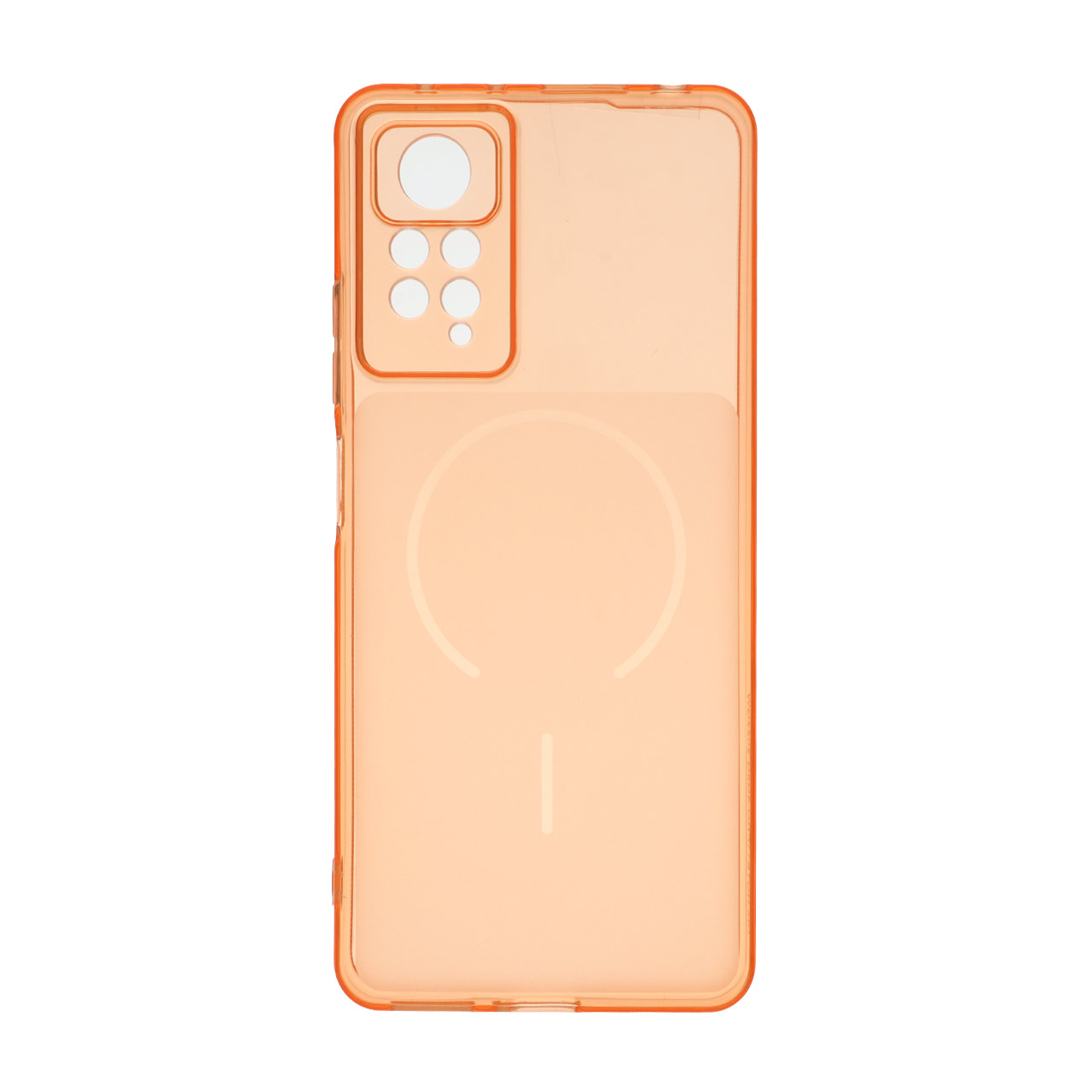 قاب ژله ای شفاف مستطیلی طرح مگ سیف محافظ لنزدار Xiaomi Redmi Note 12 Pro 4G / Redmi Note 11 Pro - نارنجی