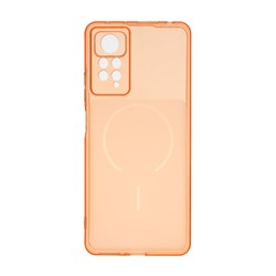قاب ژله ای شفاف مستطیلی طرح مگ سیف محافظ لنزدار Xiaomi Redmi Note 12 Pro 4G / Redmi Note 11 Pro - نارنجی