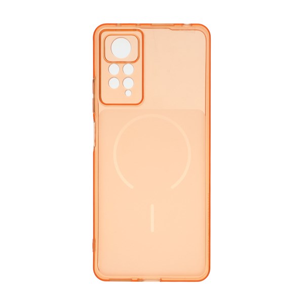 قاب ژله ای شفاف مستطیلی طرح مگ سیف محافظ لنزدار Xiaomi Redmi Note 12 Pro 4G / Redmi Note 11 Pro - نارنجی
