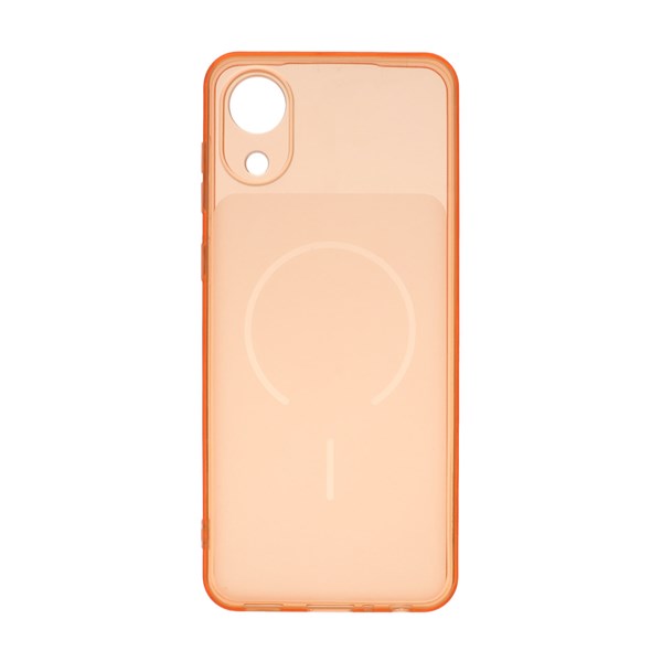 قاب ژله ای شفاف مستطیلی طرح مگ سیف محافظ لنزدار Samsung Galaxy A03 Core - نارنجی