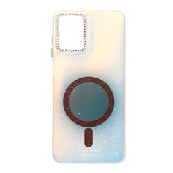 قاب Good Mood هولوگرامی لنز نگین دار طرح مگ سیف شاین Samsung Galaxy A07 - قهوه ای