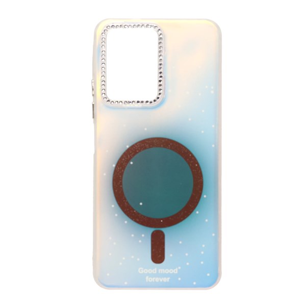 قاب Good Mood هولوگرامی لنز نگین دار طرح مگ سیف شاین Xiaomi Redmi Note 12 4G - قهوه ای