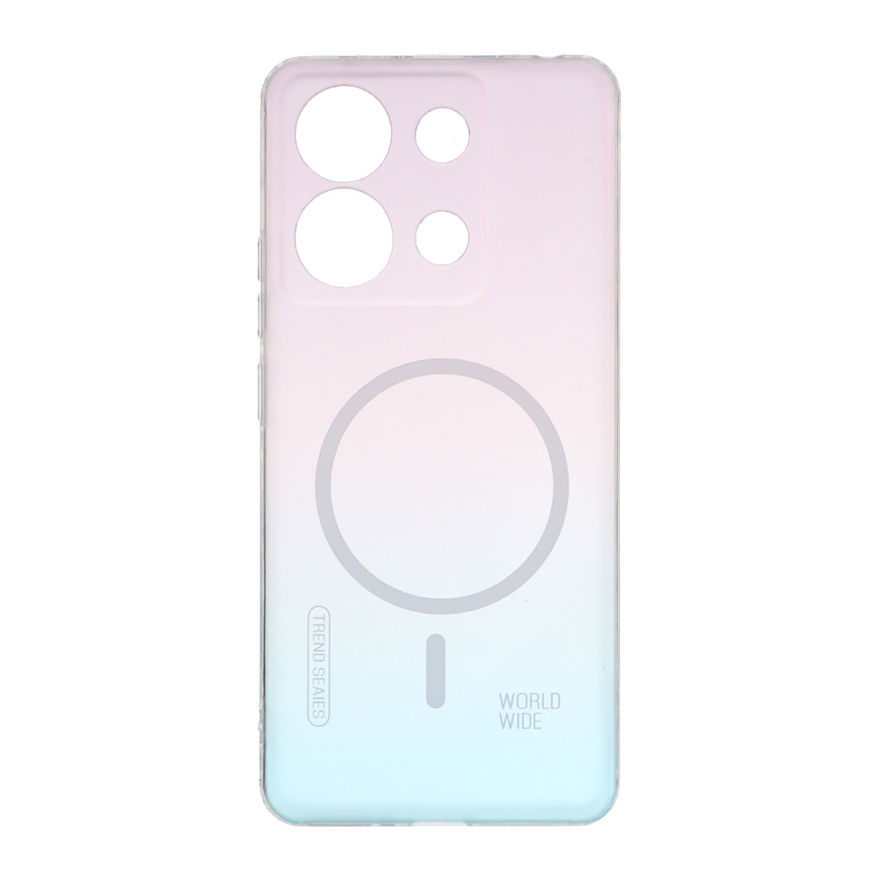 قاب World Wide مات طرح مگ سیف محافظ لنزدار Xiaomi Redmi Note 13 4G - آبی صورتی