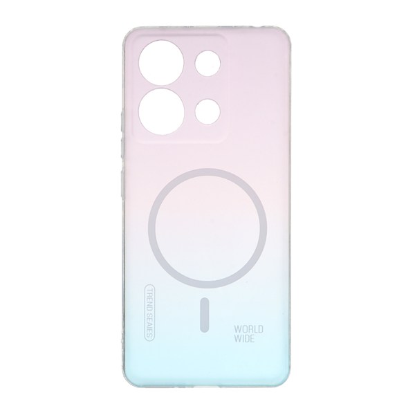 قاب World Wide مات طرح مگ سیف محافظ لنزدار Xiaomi Redmi Note 13 4G - آبی صورتی