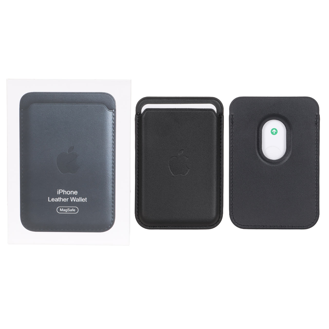 جاکارتی چرمی لوگودار Magsafe اپل Leather Wallet آی سی دار - مشکی (پک دار)