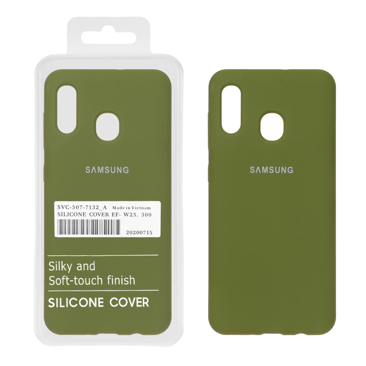 قاب سیلیکونی پاک کنی اورجینال درجه یک Samsung Galaxy A30 / A20 - سبز زیتونی (پک دار)
