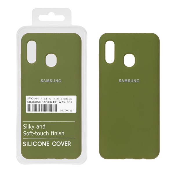 قاب سیلیکونی پاک کنی اورجینال درجه یک Samsung Galaxy A30 / A20 - سبز زیتونی (پک دار)
