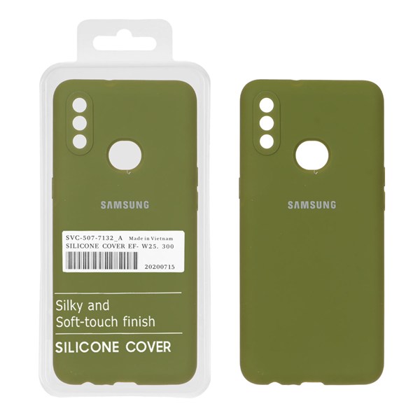 قاب سیلیکونی پاک کنی اورجینال درجه یک Samsung Galaxy A10s - سبز زیتونی (پک دار)