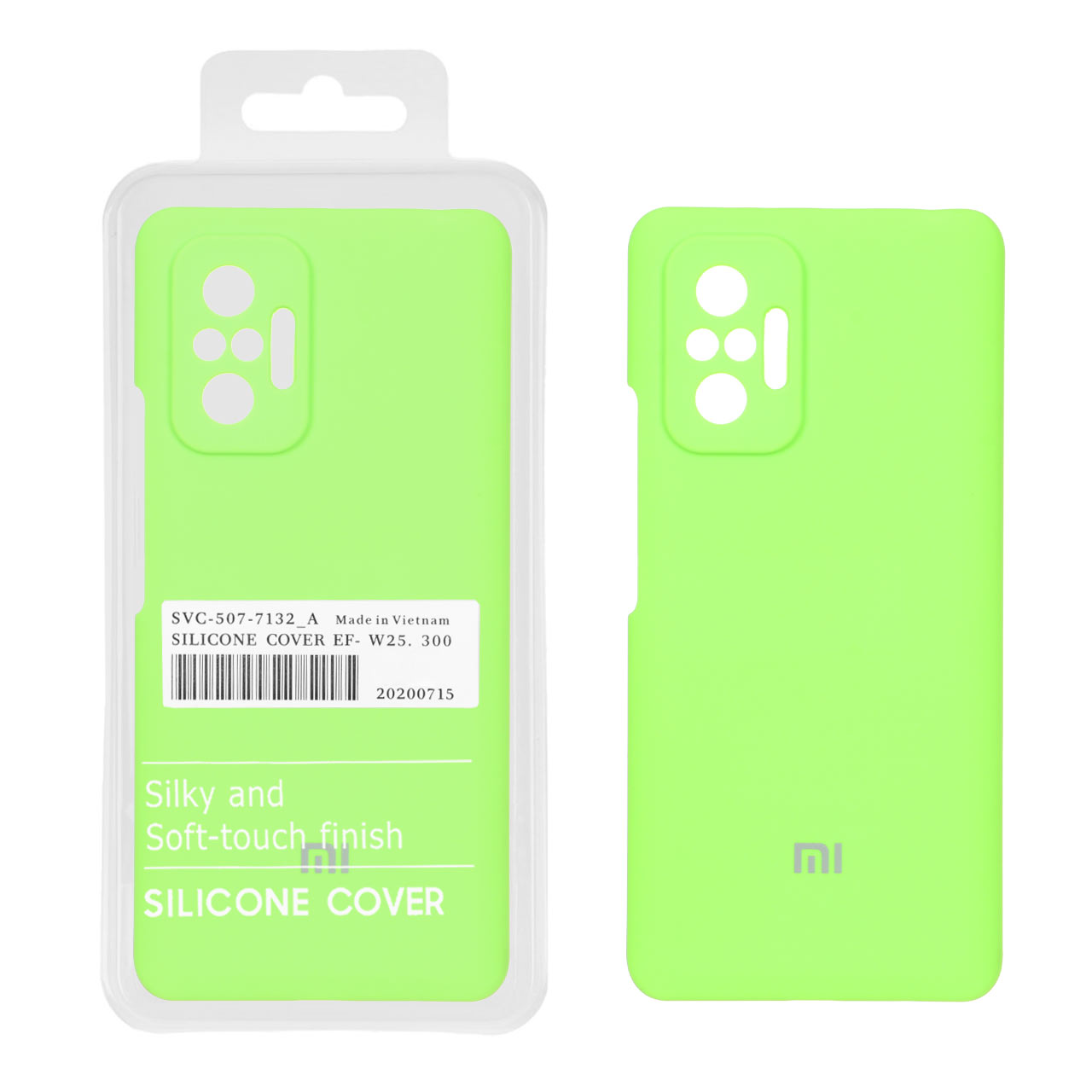 قاب سیلیکونی پاک کنی اورجینال درجه یک Xiaomi Redmi Note 10 Pro 4G / Redmi Note 10 Pro Max - سبز فسفری (پک دار)