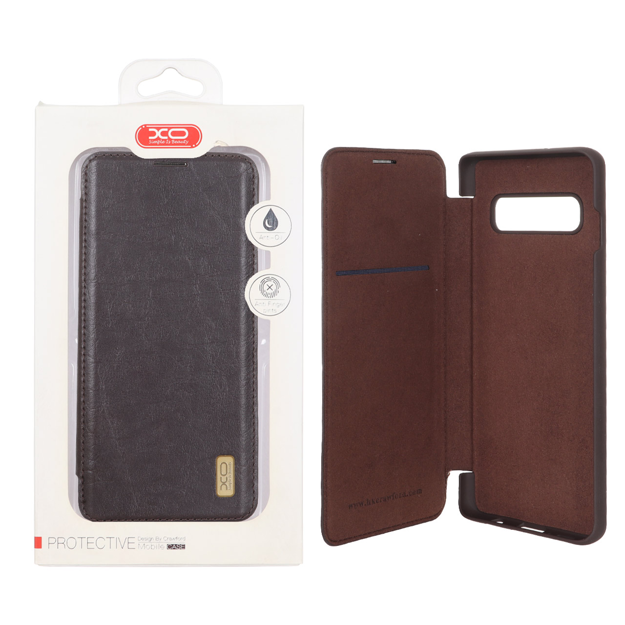 کیف موبایل چرمی XO داخل مخمل Samsung Galaxy S10 - قهوه ای (پک دار)