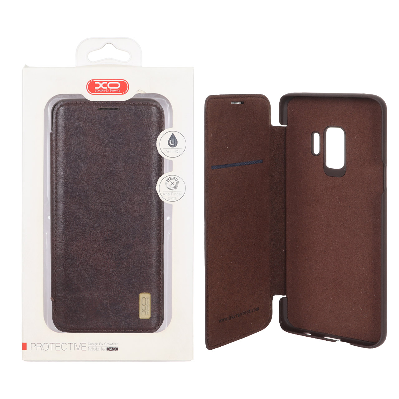 کیف موبایل چرمی XO داخل مخمل Samsung Galaxy S9 - قهوه ای (پک دار)