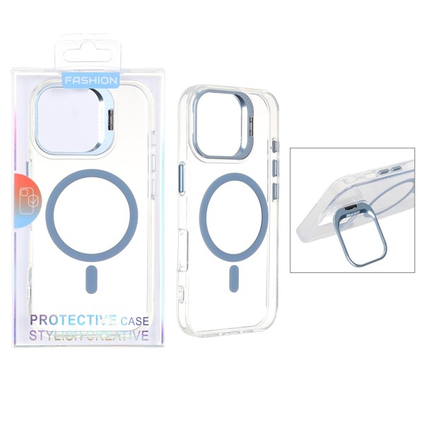 قاب اورجینال Bracket کریستالی MagSafe لنز استندشو Apple iPhone 16 - آبی روشن (پک دار)