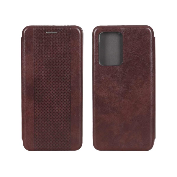 کیف چرمی موبایل مغناطیسی حصیری Xiaomi Mi 11T / Mi 11T Pro - قهوه ای تیره