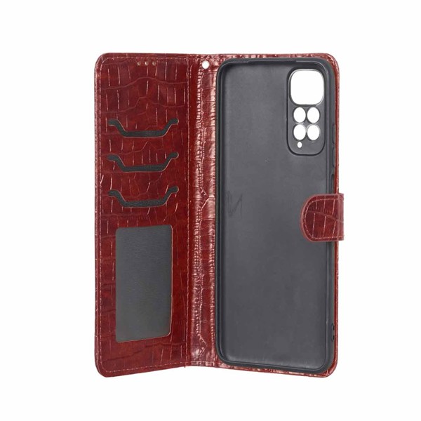 کیف موبایل مگنتی کروکو MNC مدل Xiaomi Redmi Note 11 4G / Redmi Note 11S - زرشکی