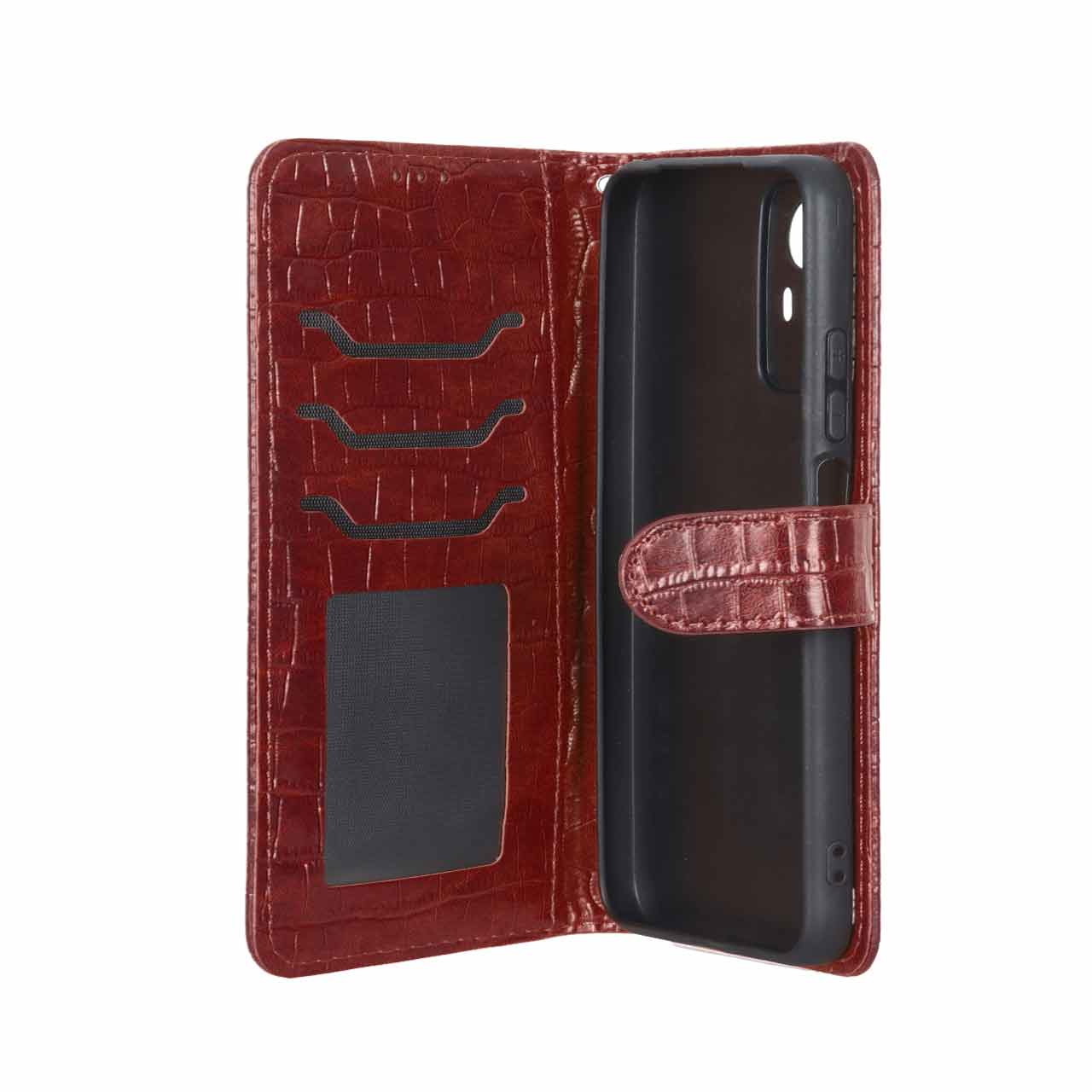 کیف موبایل مگنتی کروکو MNC مدل Xiaomi Redmi Note 12S - زرشکی