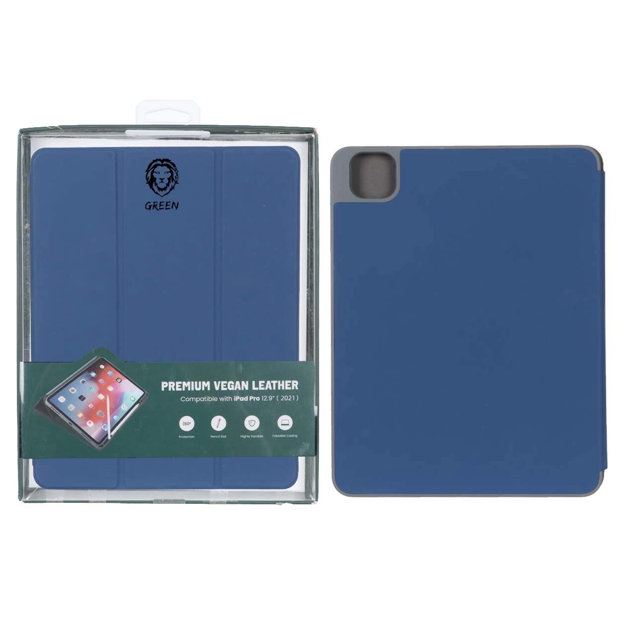 کاور(2020) "10.9 Green Lion iPad 11 (2020&2021) & iPad Air مدل PREMIUM VEGAN LEATHER - آبی - MN (پک ضعیف)