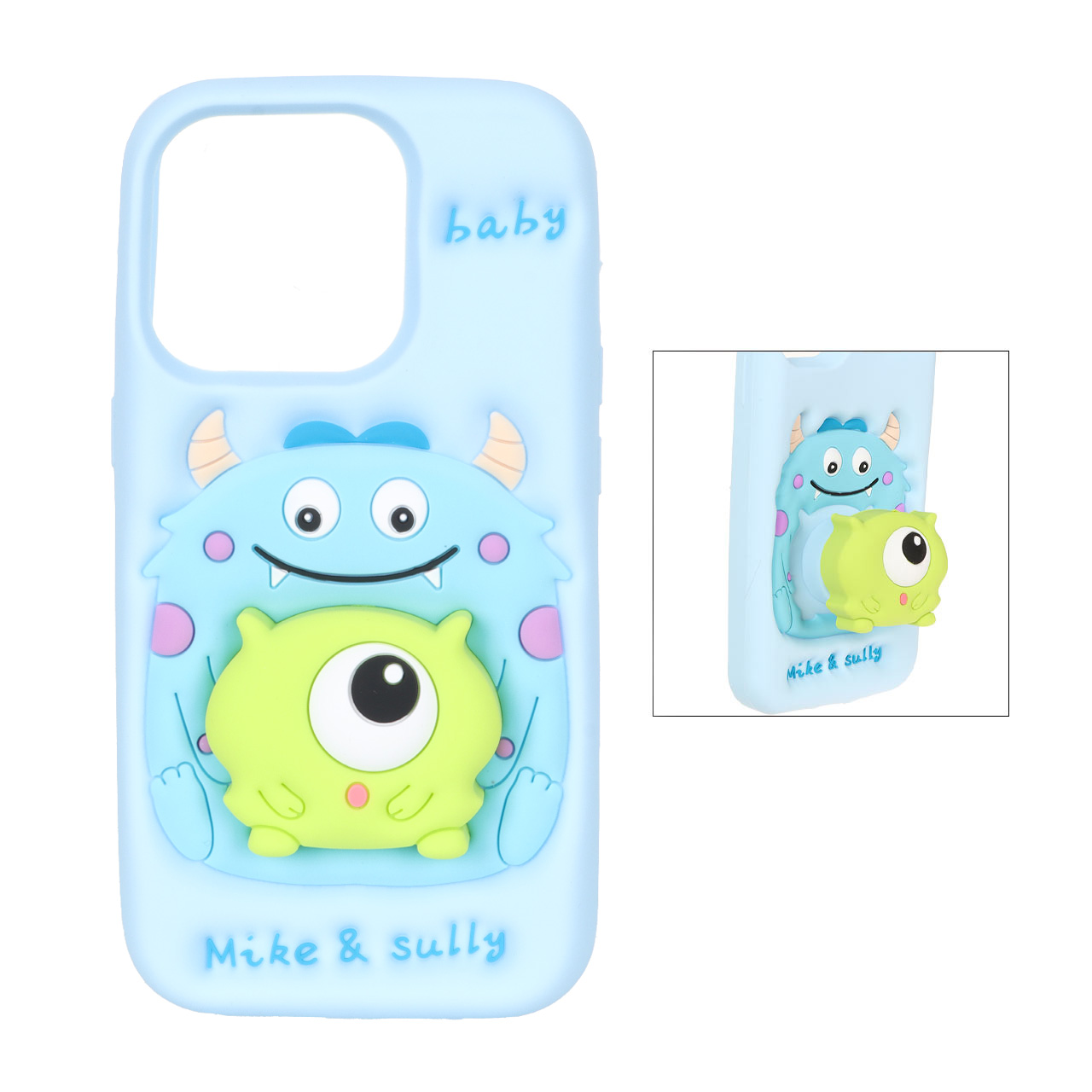 قاب سیلیکونی Mike & Sully استندشو Apple iPhone 15 PRO / iPhone 14 Pro / iPhone 13 Pro - آبی