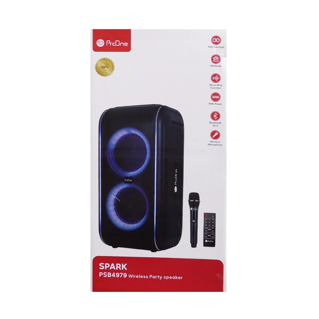 اسپیکر بی سیم شارژی و قابل حمل 30 وات ProOne مدل Party Box Spark PSB4979 - مشکی