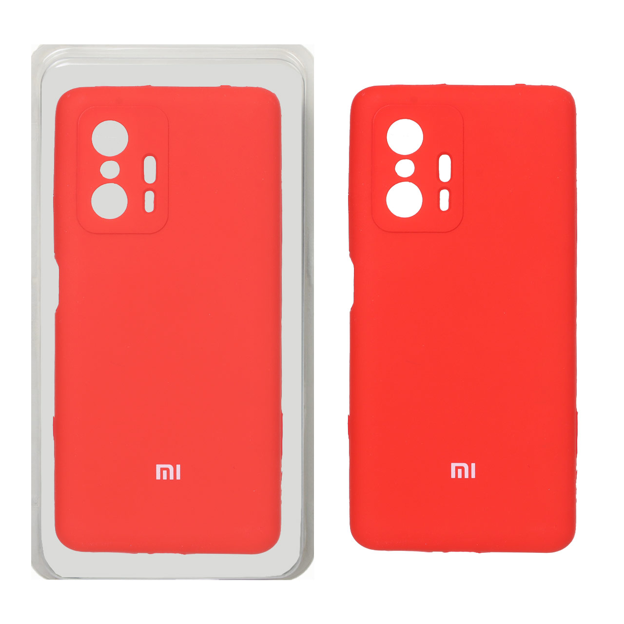 قاب سیلیکونی پاک کنی محافظ لنزدار اورجینال Xiaomi Mi 11T / Mi 11T Pro - قرمز (پک دار)