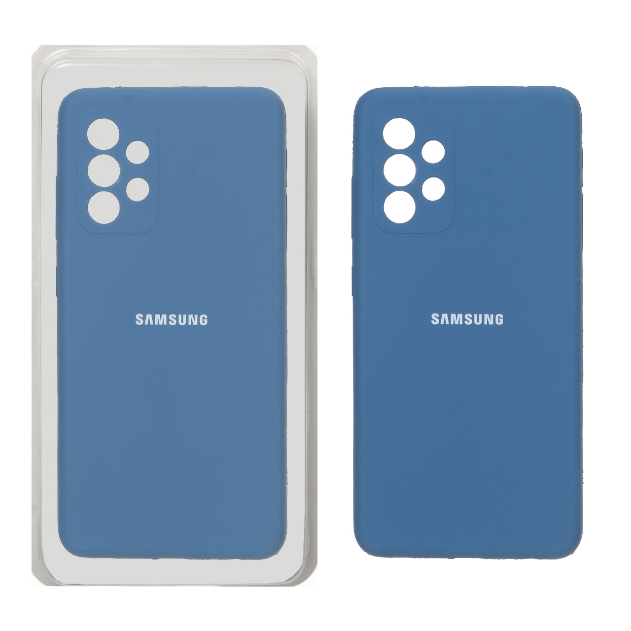قاب سیلیکونی پاک کنی محافظ لنزدار اورجینال Samsung Galaxy A52 / A52s - آبی تیره (پک دار)