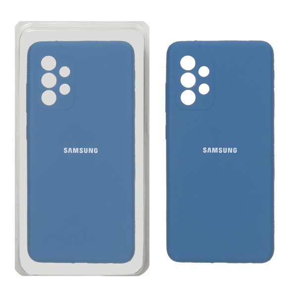 قاب سیلیکونی پاک کنی محافظ لنزدار اورجینال Samsung Galaxy A52 / A52s - آبی تیره (پک دار)