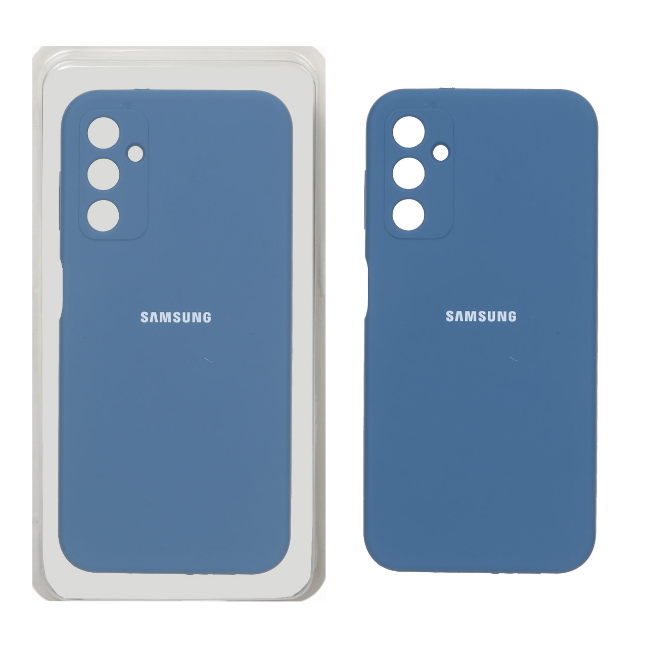قاب سیلیکونی پاک کنی اورجینال محافظ لنزدار Samsung Galaxy A14 - آبی تیره (پک دار)