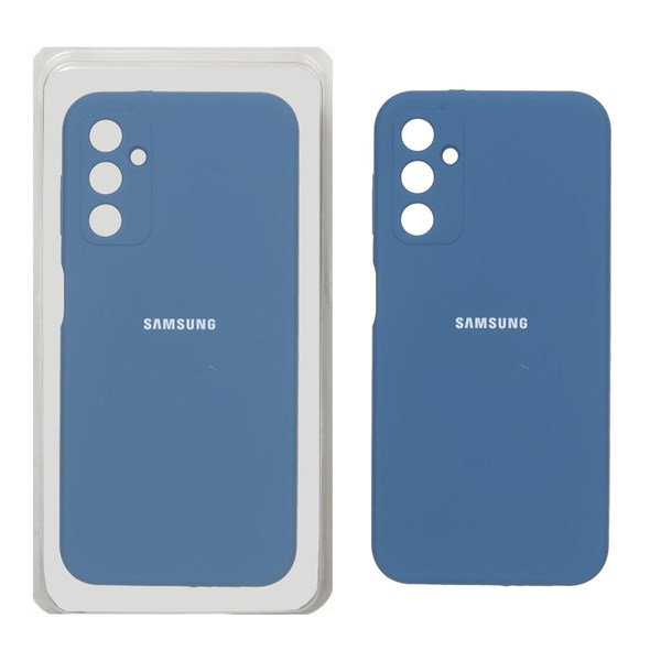 قاب سیلیکونی پاک کنی اورجینال محافظ لنزدار Samsung Galaxy A14 - آبی تیره (پک دار)