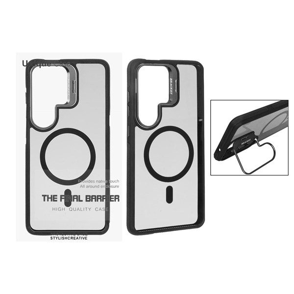 قاب اورجینال Bracket Unique Case مات Magsafe لنز آلومینیومی استندشو Samsung Galaxy S26 Ultra - مشکی (پک دار)
