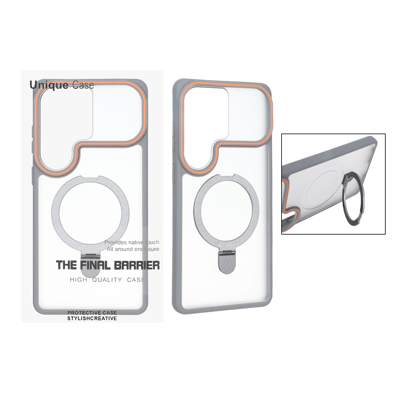 قاب اورجینال Unique Case مات لوپ استندشو Samsung Galaxy S26 Ultra - خاکستری (پک دار)