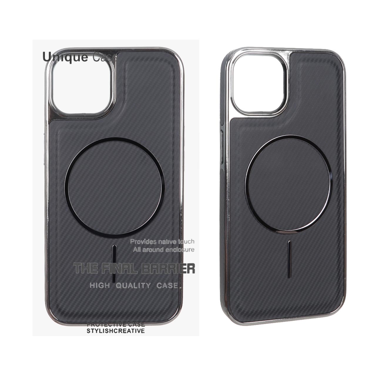 قاب اورجینال Unique Case هاشور مگنت فلزی Gunmetal مدل Apple iPhone 13 / iPhone 14 - مشکی (پک دار)