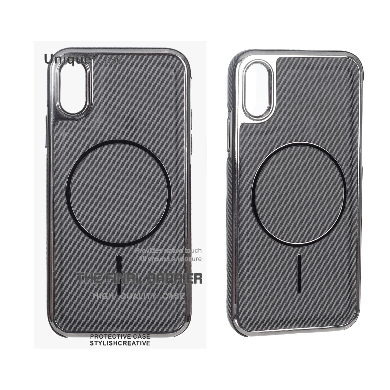 قاب اورجینال Unique Case هاشور مگنت فلزی Gunmetal مدل Apple iPhone X / iPhone XS - طوسی (پک دار)