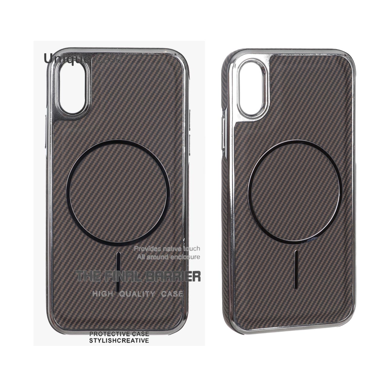 قاب اورجینال Unique Case هاشور مگنت فلزی Gunmetal مدل Apple iPhone X / iPhone XS - صحرایی (پک دار)