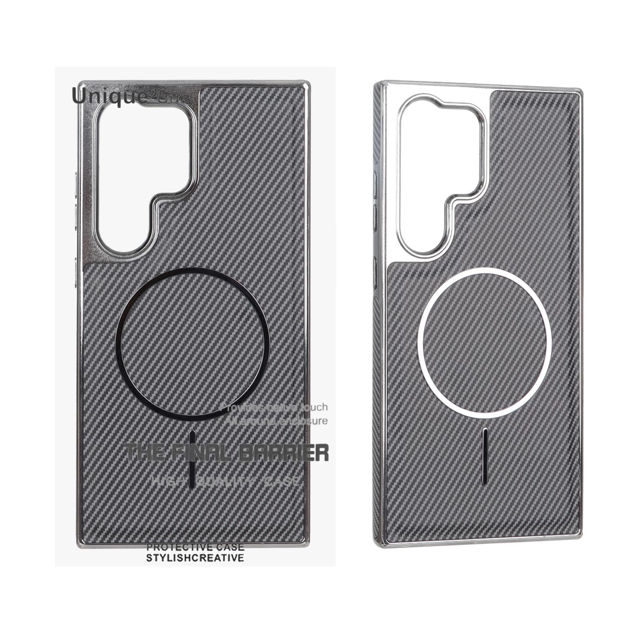 قاب اورجینال Unique Case هاشور مگنت فلزی Gunmetal مدل Samsung Galaxy S24 Ultra - طوسی (پک دار)