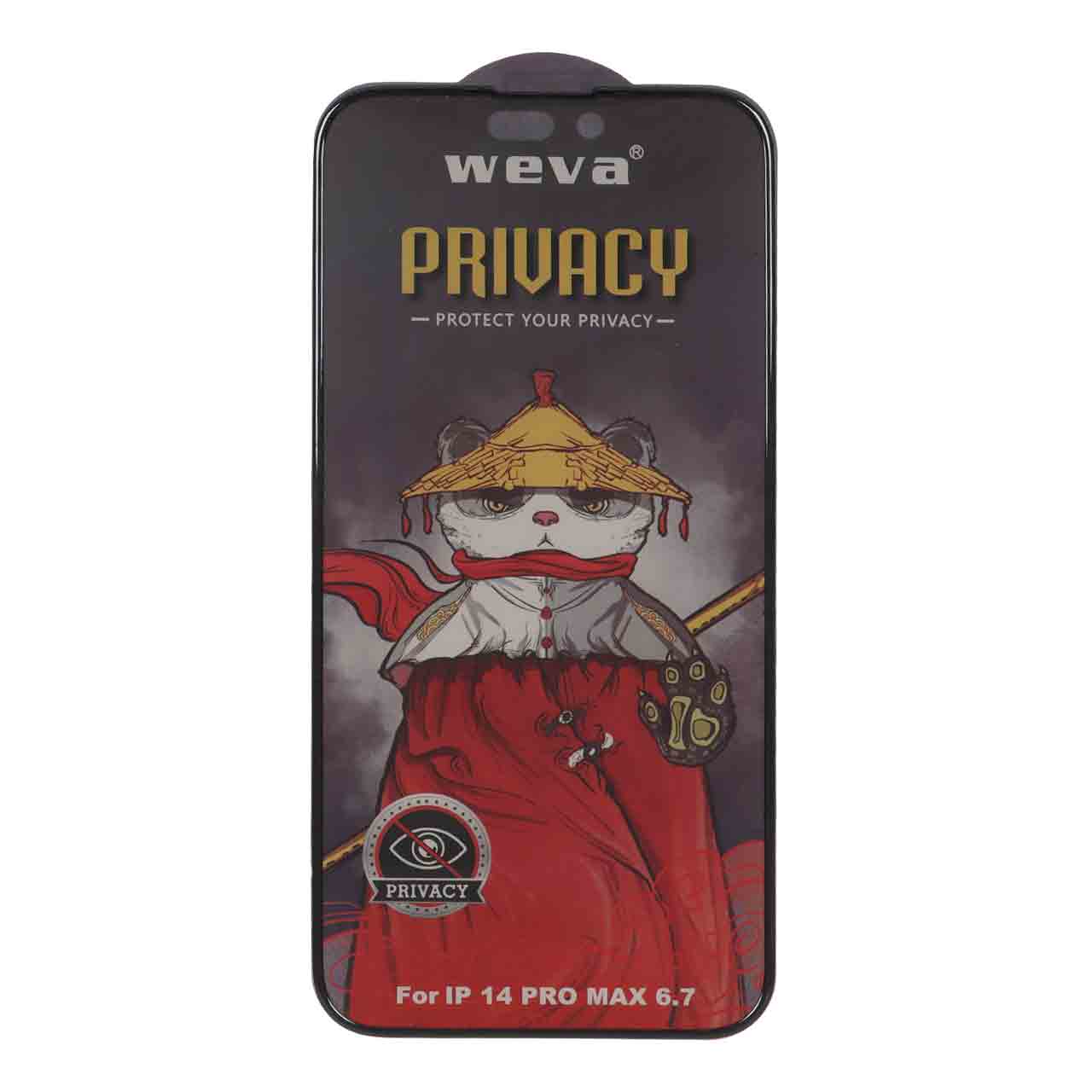 محافظ صفحه نمایش شیشه ای ایربگ دار Full Cover Privacy Weva مدل Apple iPhone 14 Pro Max