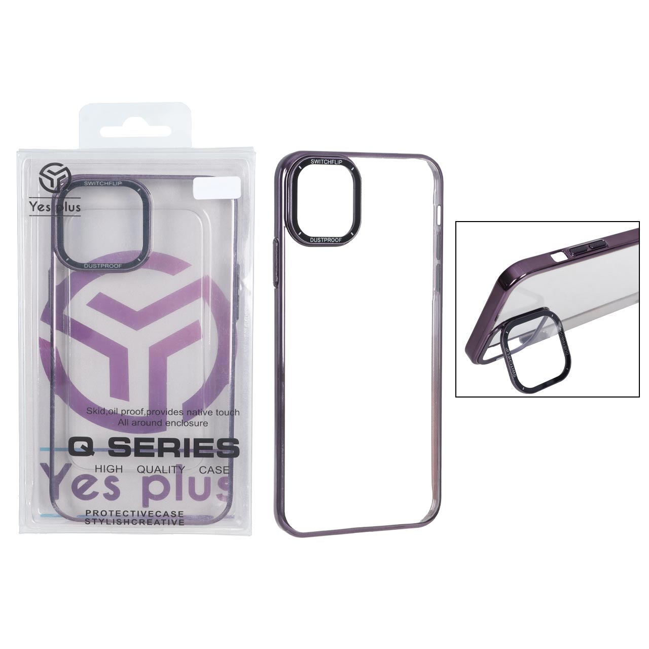 قاب SwitchFlip پشت سخت شفاف محافظ لنز طلقی استندشو Apple iPhone 11 Pro Max - بنفش (پک دار)