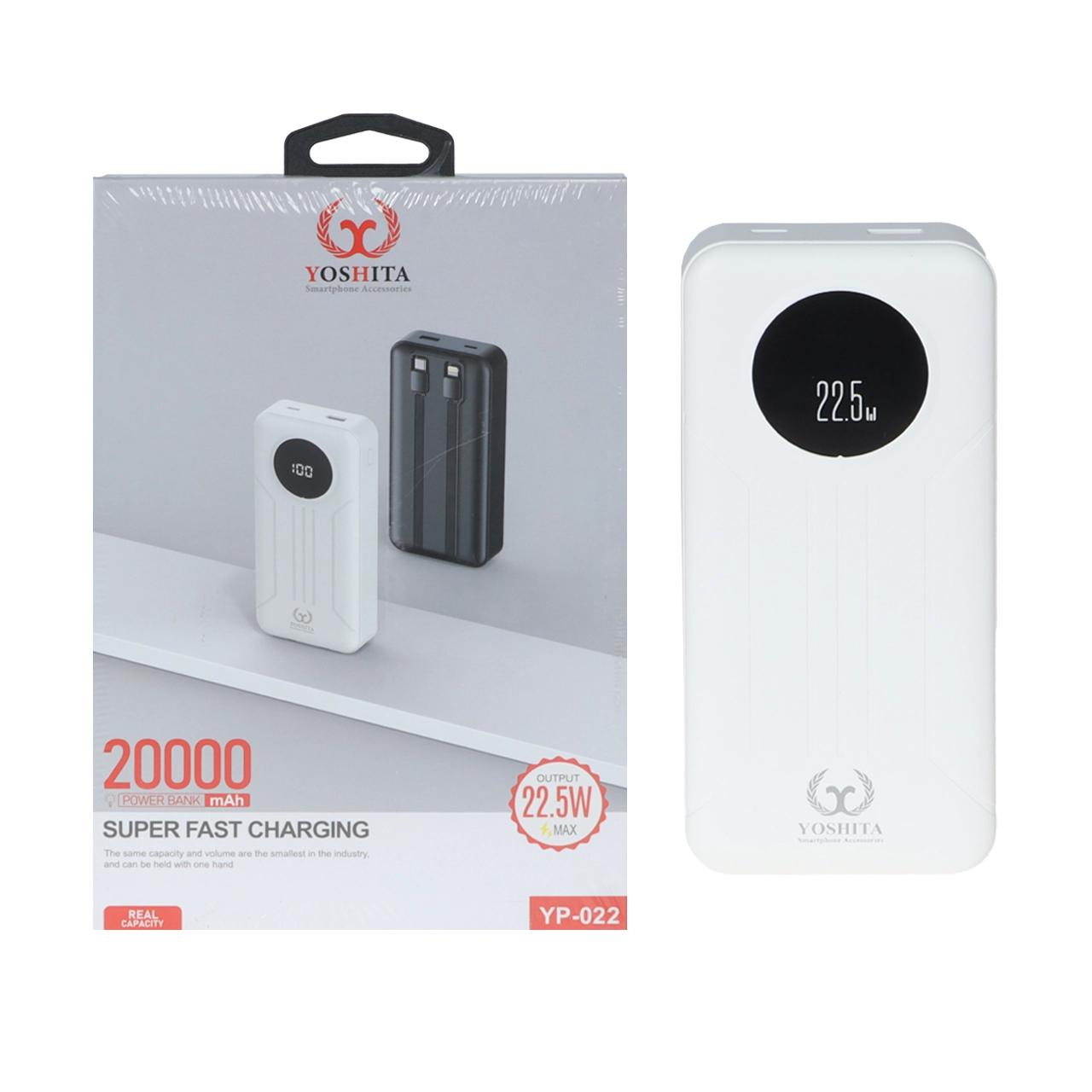 پاوربانک شارژ فست Yoshita 20000mAh مدل YP-022 22.5W - سفید - MMS (گارانتی 6 ماهه YA)