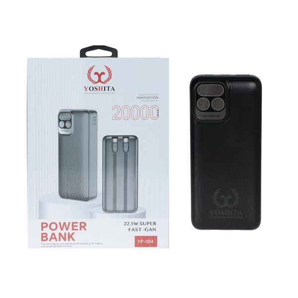 پاوربانک فست شارژ Yoshita 20000mAh مدل YP-004 22.5W - مشکی - MMS (گارانتی شش ماهه YA)