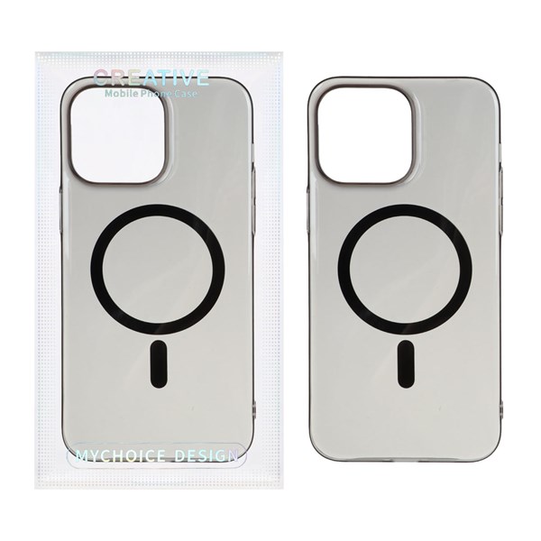 قاب اورجینال کریستالی MagSafe شفاف Creative مدل Apple iPhone 13 Pro Max - مشکی (پک دار)