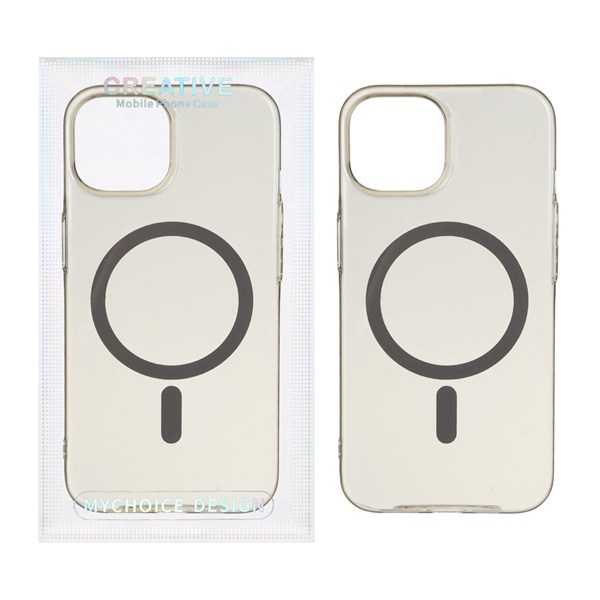 قاب اورجینال کریستالی MagSafe شفاف Creative مدل Apple iPhone 15 / iPhone 14 / iPhone 13 - خاکستری (پک دار)